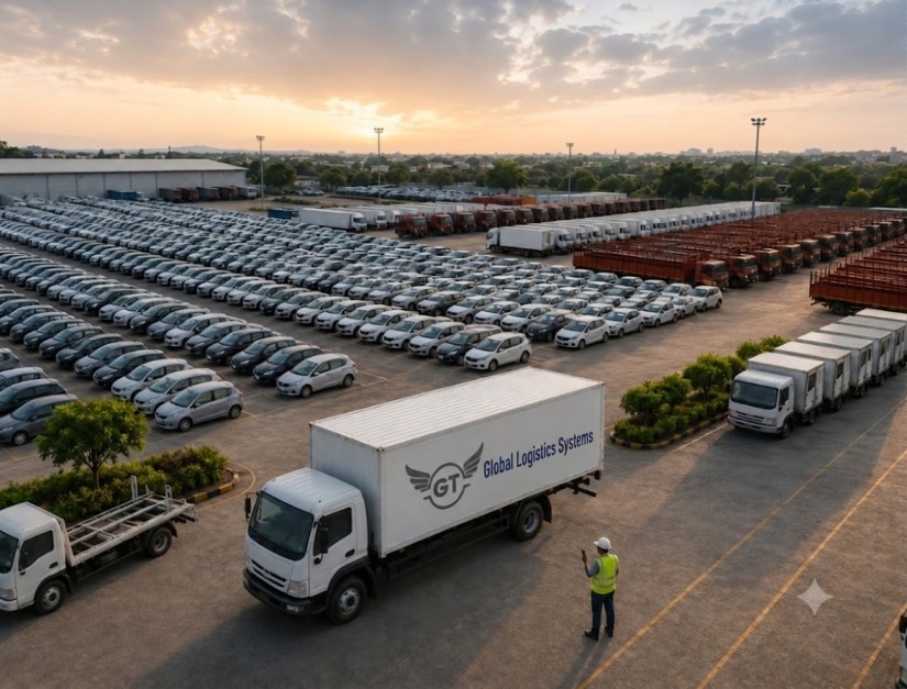 Aerial view of mass scale yard operations at a Global Group stockyard